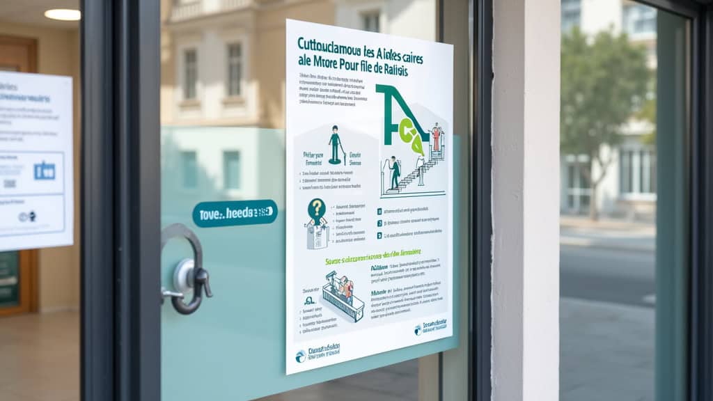 Affiche explicative des aides financières pour monte-escalier, affichée dans une mairie de Rognonas