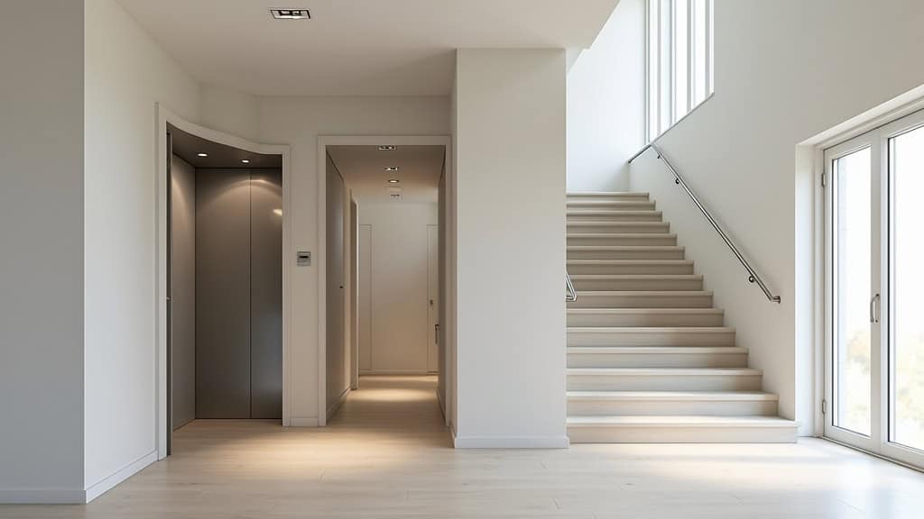 Ascenseur privatif installé dans un escalier central d