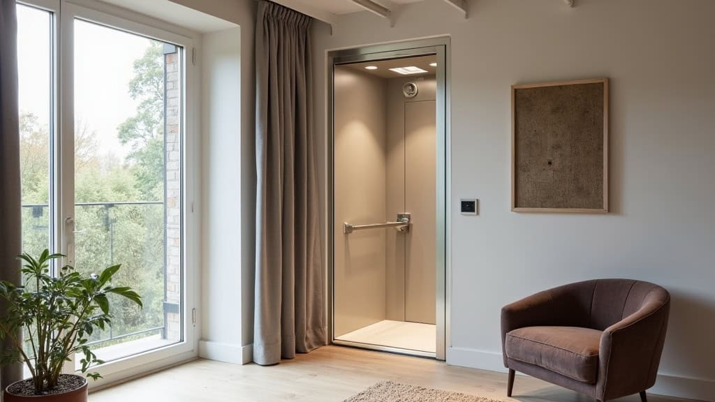 Ascenseur privatif installé dans une maison ancienne de Til-Châtel, avec vitrage et design moderne