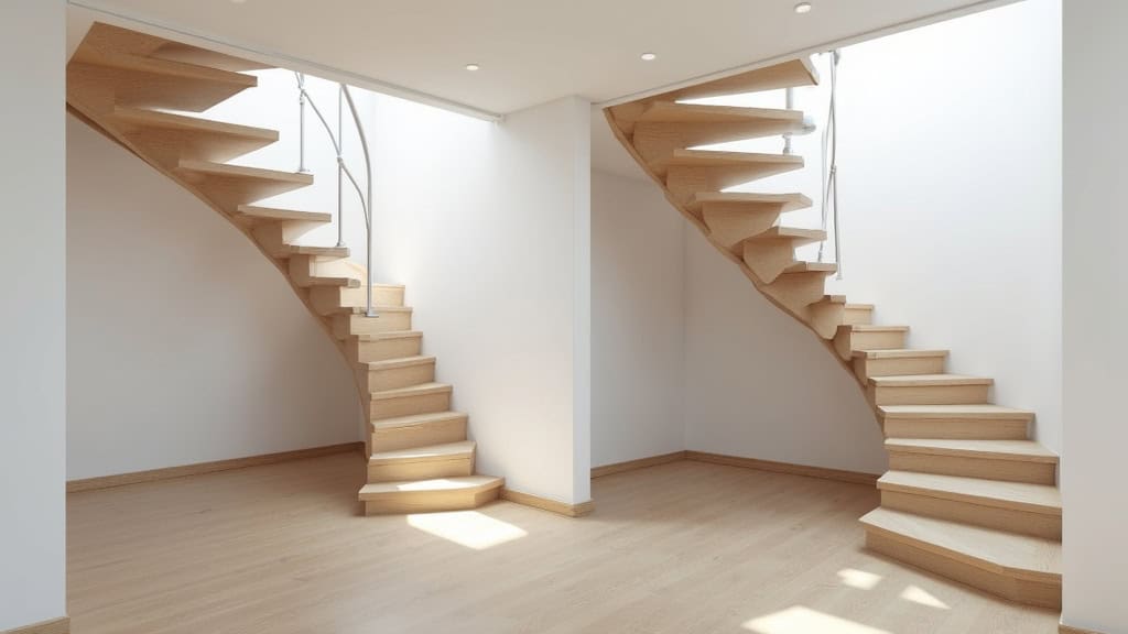 Comparaison entre un monte-escalier droit et un modèle tournant installé dans une maison à Perpignan