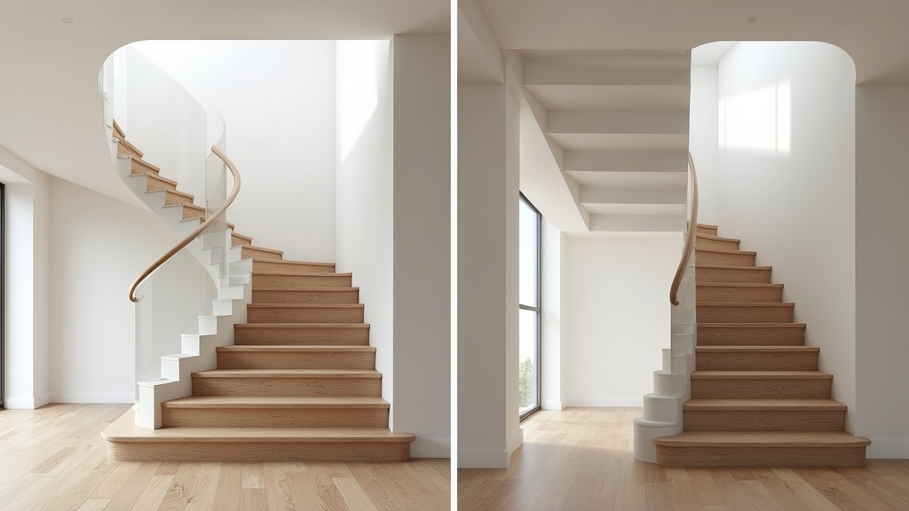 Comparaison entre un monte-escalier droit et un monte-escalier courbe installé dans une maison
