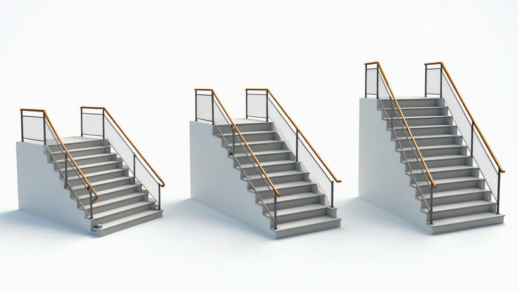 Comparaison visuelle des différents types de monte-escaliers : droit, tournant et extérieur