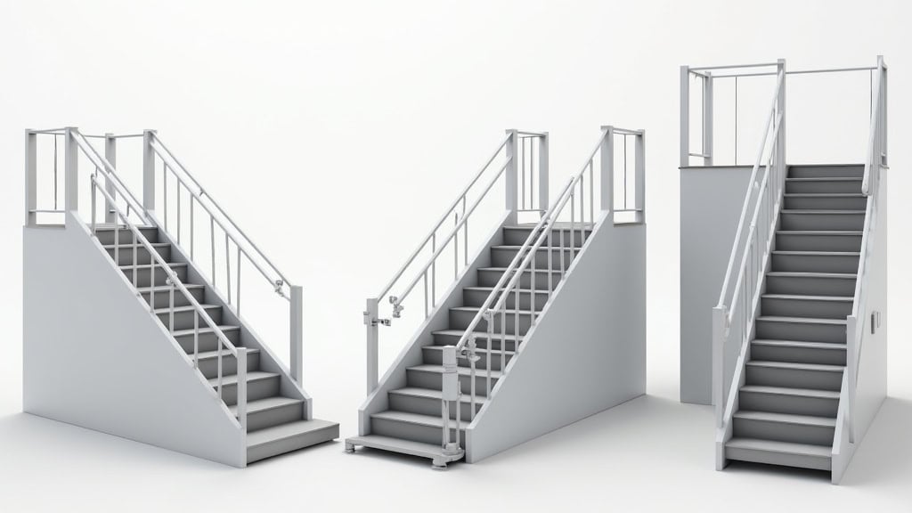 Différents types de monte-escaliers : fauteuil droit, tournant, plateforme et modèle extérieur