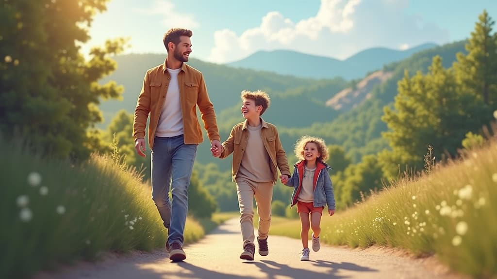 Famille souriante avec un aîné utilisant un monte escalier à Razac-sur-l