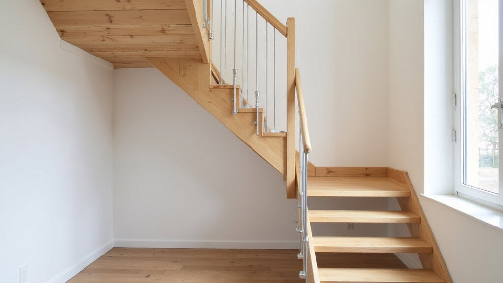 Installation d’un monte-escalier droit dans une maison à Colombey-les-Belles, avec un rail fixé aux marches et un siège en bois clair