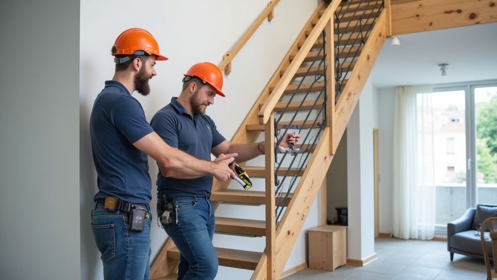 Installation d’un monte-escalier par une équipe technique à Solaize