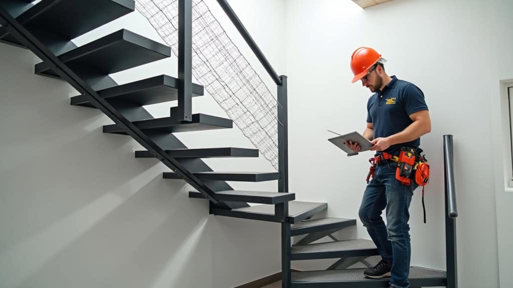 Montage professionnel d’un monte-escalier à Maisons-Laffitte avec technicien en intervention