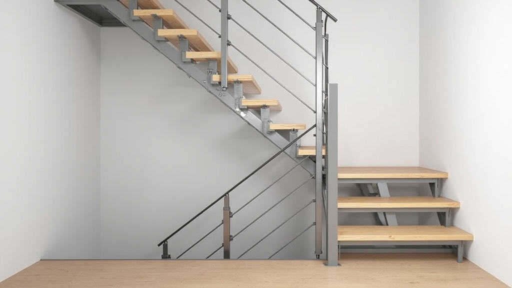 Pose d’un rail tournant sur mesure pour un monte-escalier à Biéville-Beuville