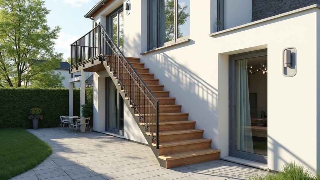 Monte-escalier extérieur installé sur un escalier extérieur à Cormeilles-en-Vexin