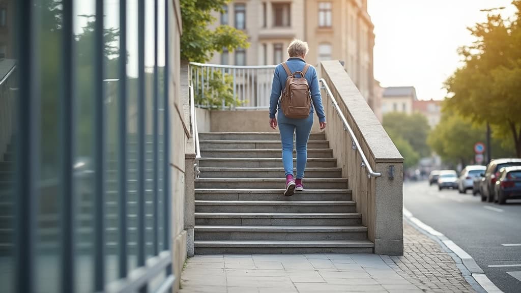 Personne âgée utilisant un monte-escalier à Verneuil-l