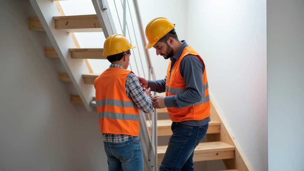 Technicien en train d’installer un monte-escalier courbe à Villevocance