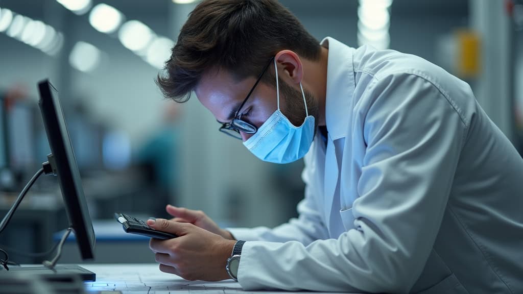 Technicien prenant des mesures précises d