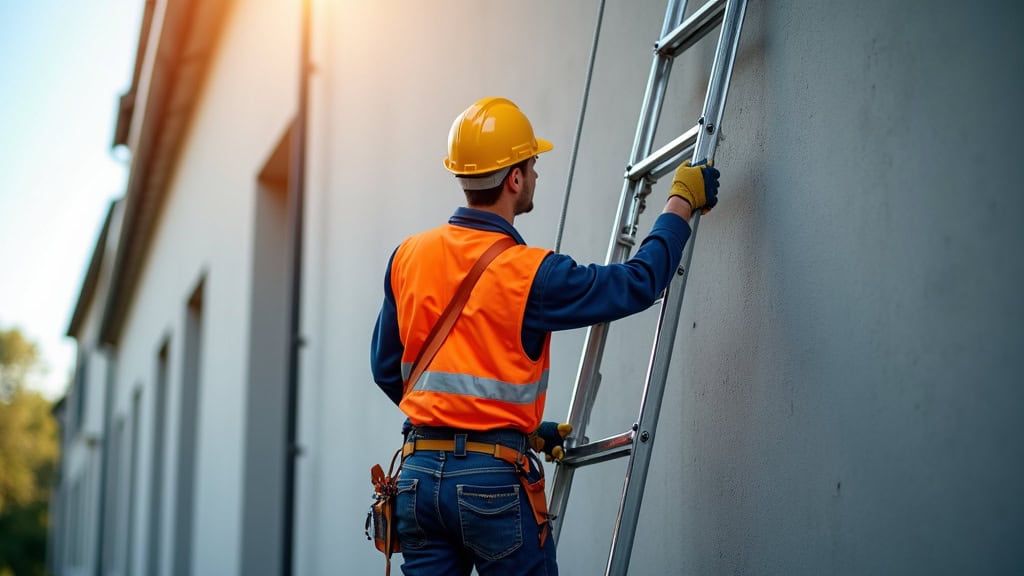 Technicien en train d’entretenir un monte-escalier à Algrange