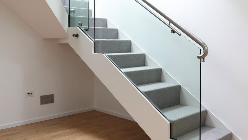 Installation d’un monte-escalier droit dans une maison traditionnelle d’Aspach, avec rail en aluminium et siège en tissu gris foncé