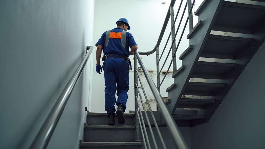 Technicien effectuant une maintenance préventive sur un monte-escalier à Avèze
