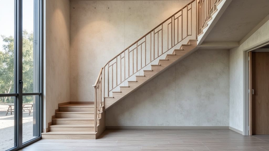Monte-escalier tournant en cours de pose dans un escalier en colimaçon à Beaumont-Louestault