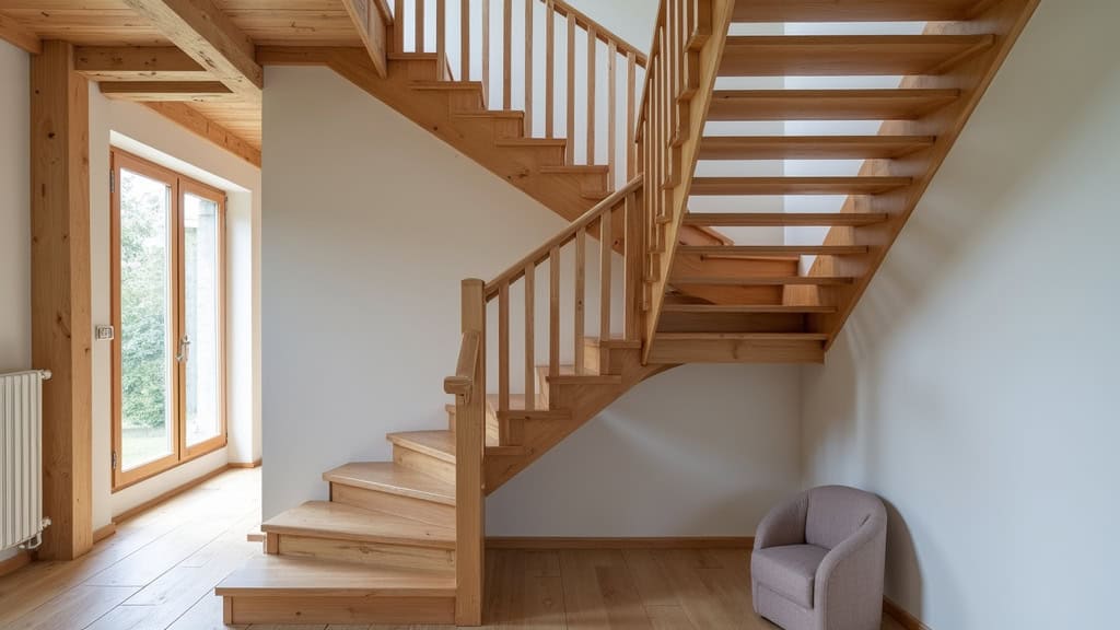 Monte-escalier droit installé sur un escalier en bois dans une maison traditionnelle de Beautheil-Saints