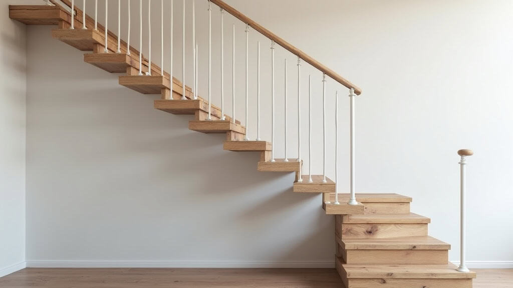 Monte-escalier droit installé dans une maison typique de Bertry, avec escalier en bois et rail blanc, intégré discrètement