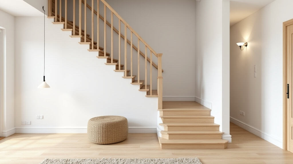 Monte-escalier courbe installé dans un intérieur traditionnel à Bischwiller avec bois clair et murs blancs