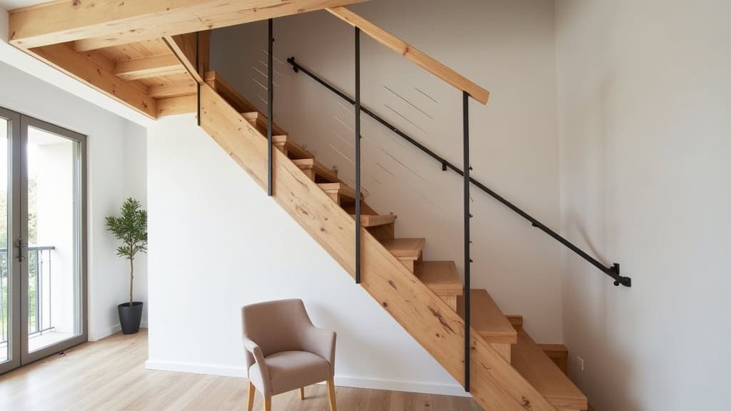 Monte-escalier droit installé sur un escalier en bois dans une maison typique de Bonnat, avec rail discret et siège ergonomique