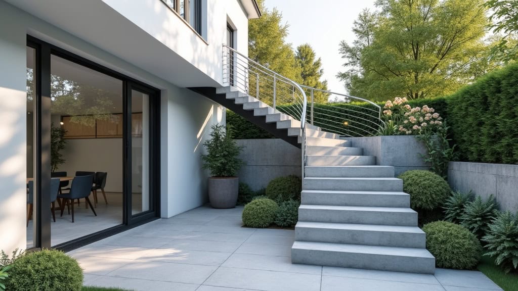 Monte-escalier extérieur en acier inoxydable installé sur l