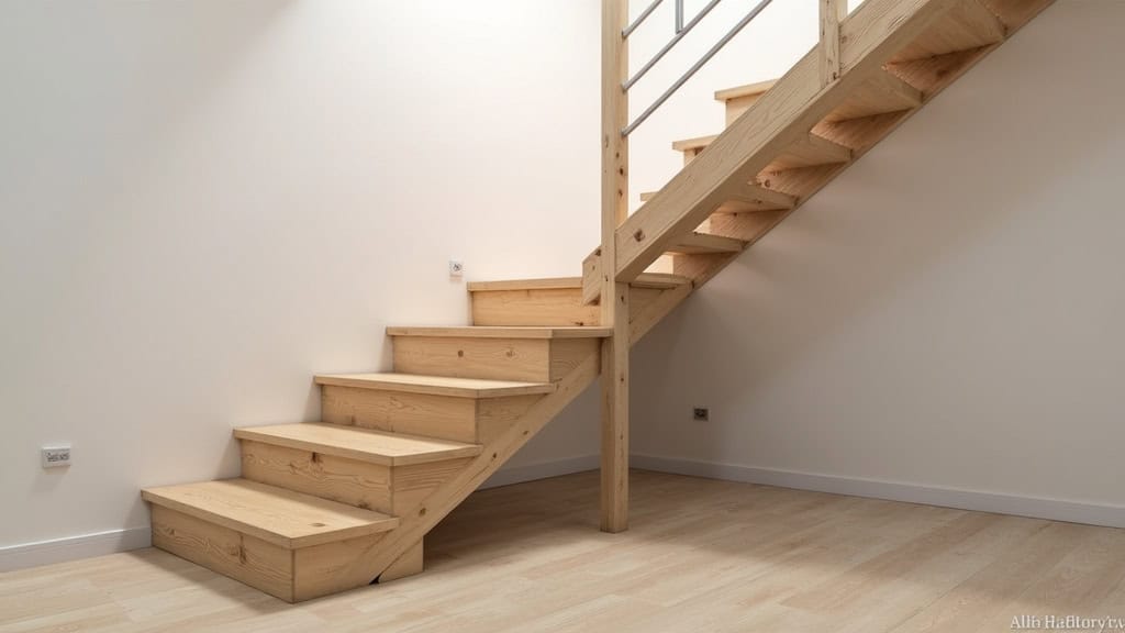 Monte-escalier droit installé dans un escalier en bois d