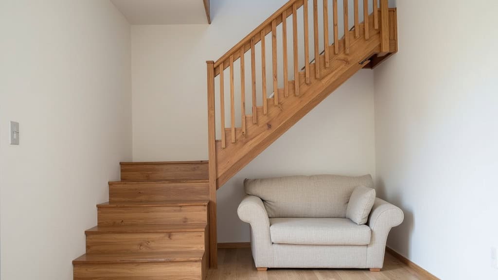 Escalier intérieur en bois à Brazey-en-Plaine, avec largeur moyenne et palier, prêt à être équipé d