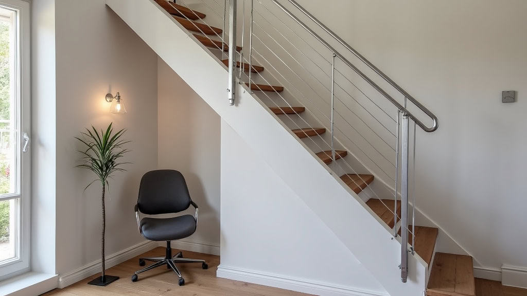 Monte-escalier droit installé dans une maison traditionnelle à Bretenoux, avec rail en aluminium et siège ergonomique en gris foncé