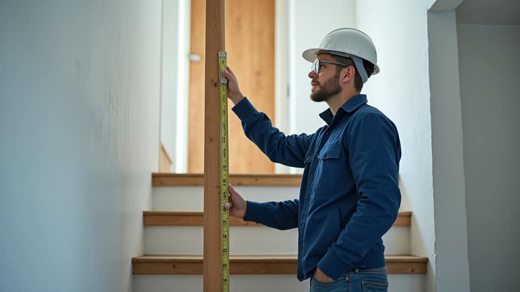 Technicien en train de mesurer un escalier lors d
