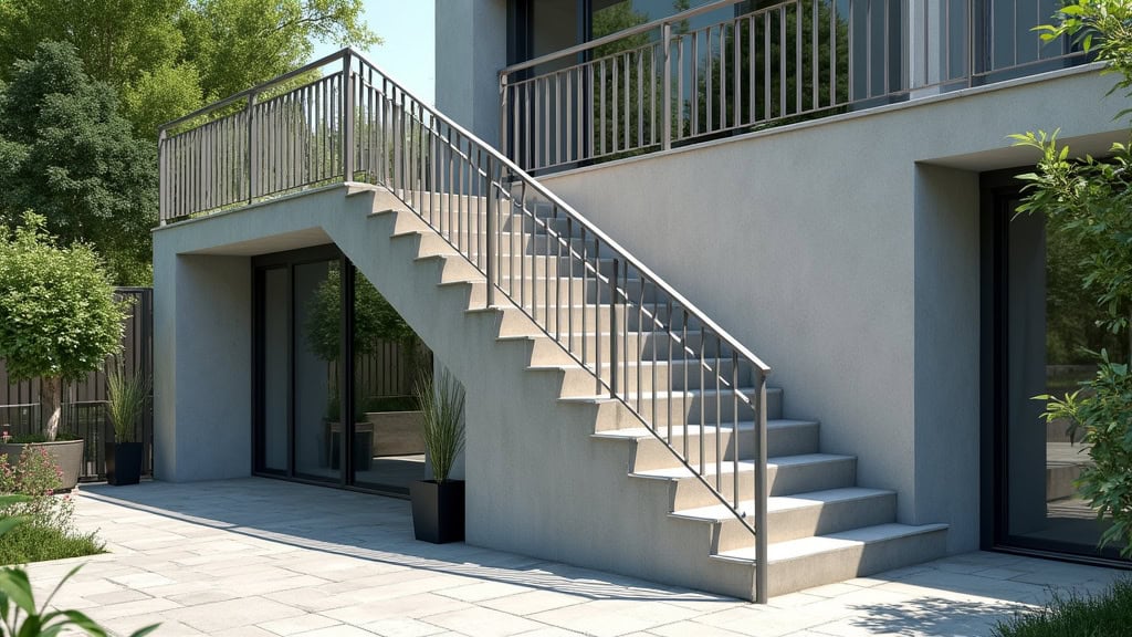 Monte-escalier extérieur en acier inoxydable installé sur les marches d