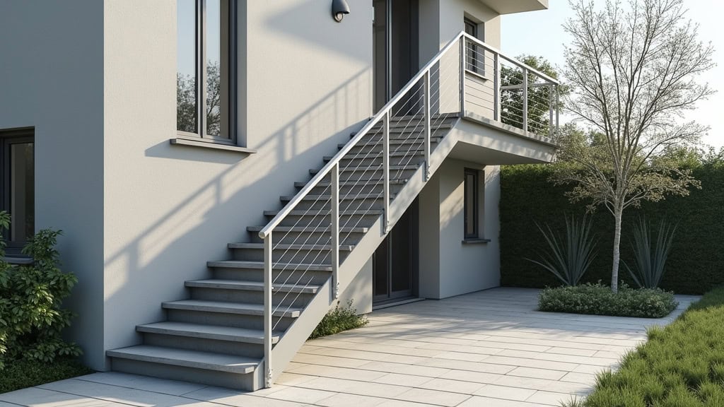 Monte-escalier extérieur en aluminium anodisé installé sur les marches d