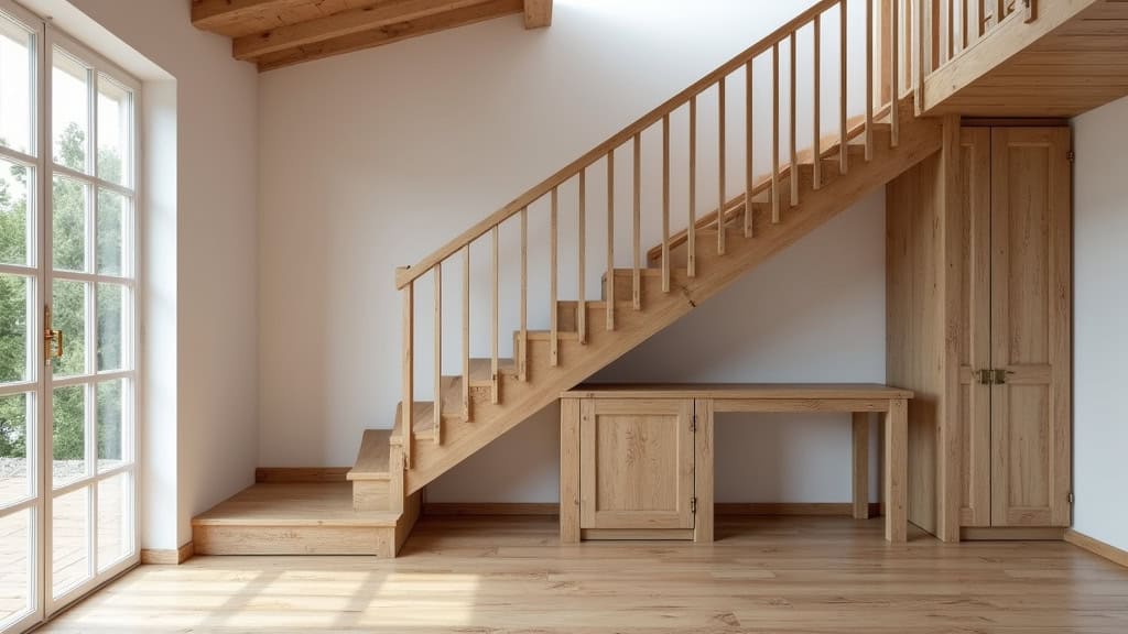 Monte-escalier droit installé sur un escalier en bois dans une maison typique de Carros