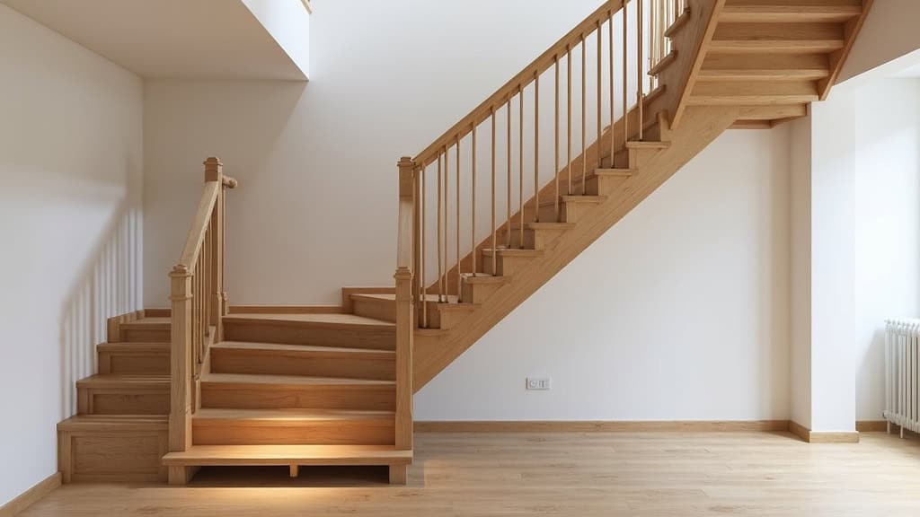 Monte-escalier droit installé sur un escalier en bois à Castelginest