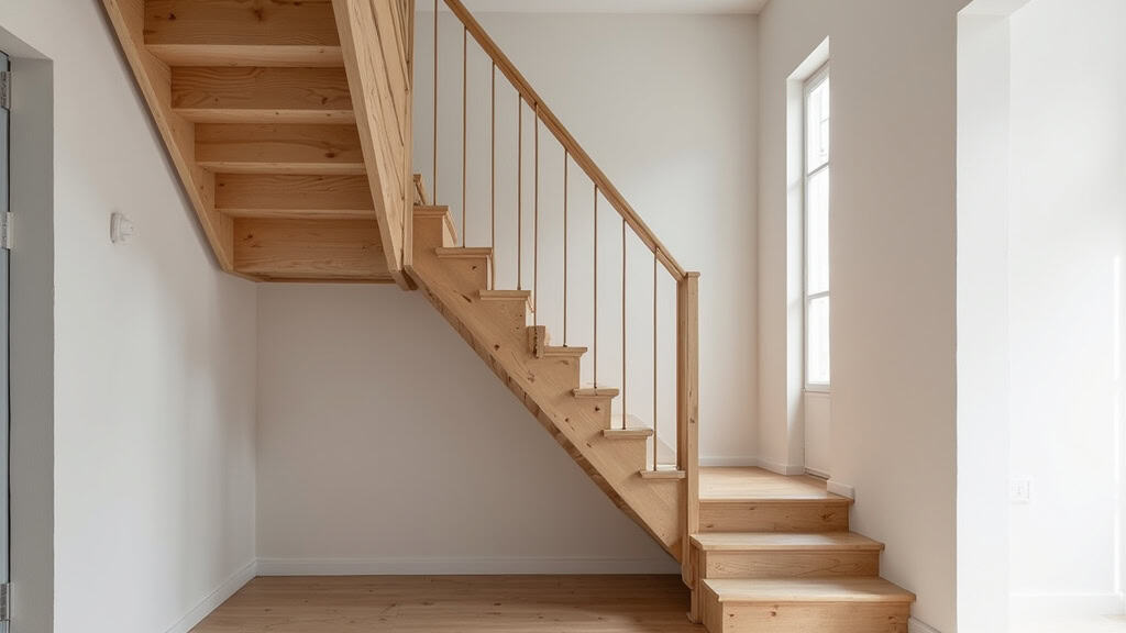 Monte-escalier droit installé sur un escalier droit en bois dans une maison à Cerny