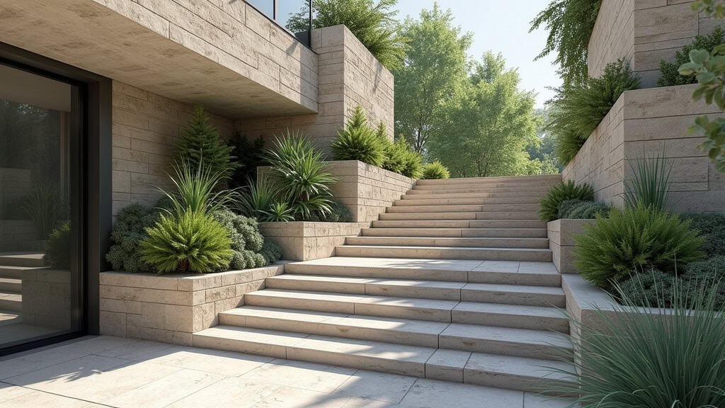 Monte-escalier extérieur installé sur un escalier en pierre d