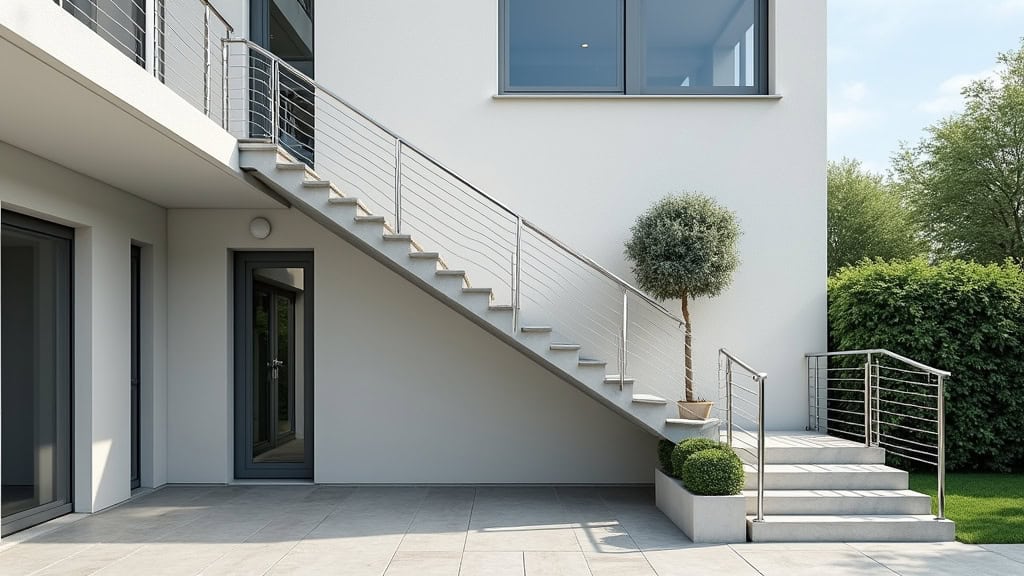 Monte-escalier extérieur en aluminium installé sur les marches d