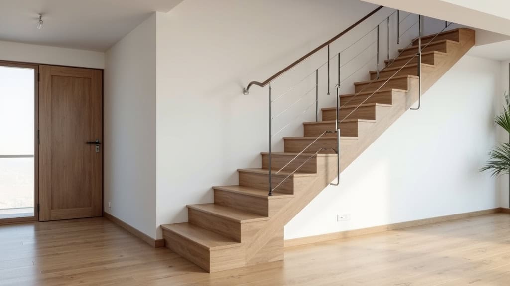 Monte-escalier courbe installé dans un escalier en colimaçon d