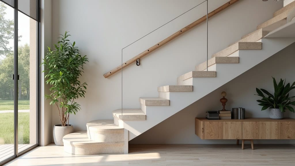 Monte-escalier courbe installé sur un escalier tournant à Garlan