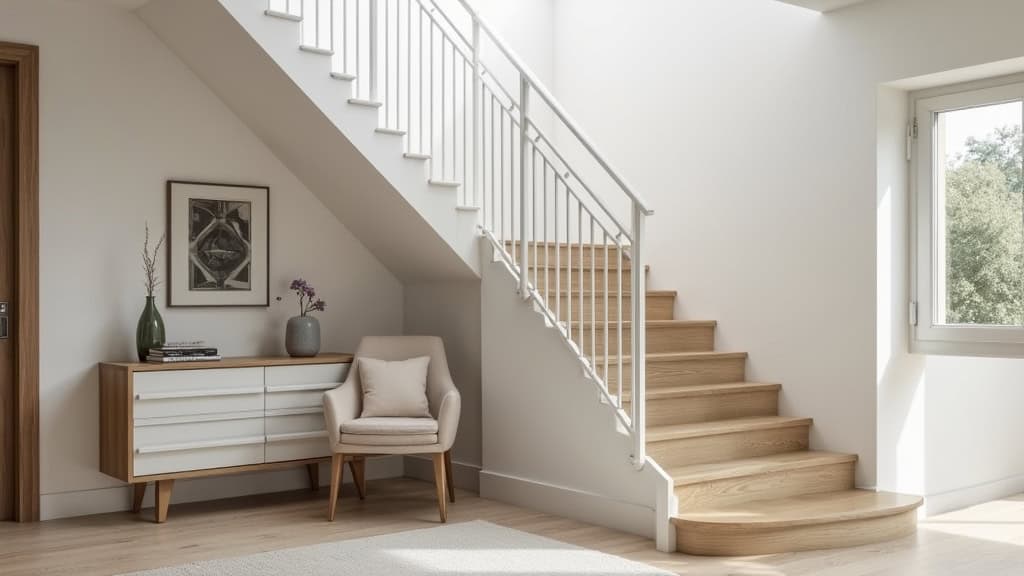 Monte-escalier courbe personnalisé installé dans une maison d