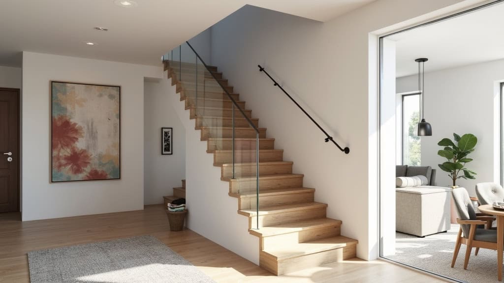 Monte-escalier courbe personnalisé installé sur un escalier en colimaçon dans une résidence d