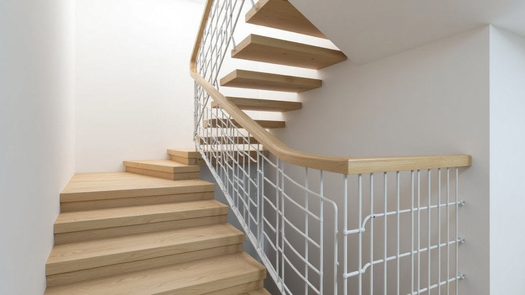 Monte-escalier courbe sur mesure installé dans un escalier tournant à Charny, rail adapté aux virages
