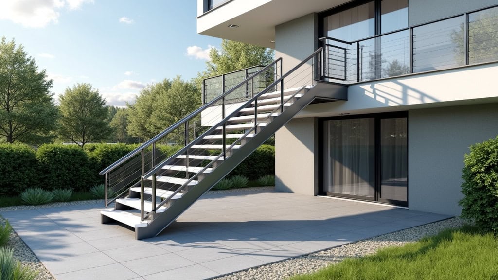 Monte-escalier extérieur en aluminium installé à l