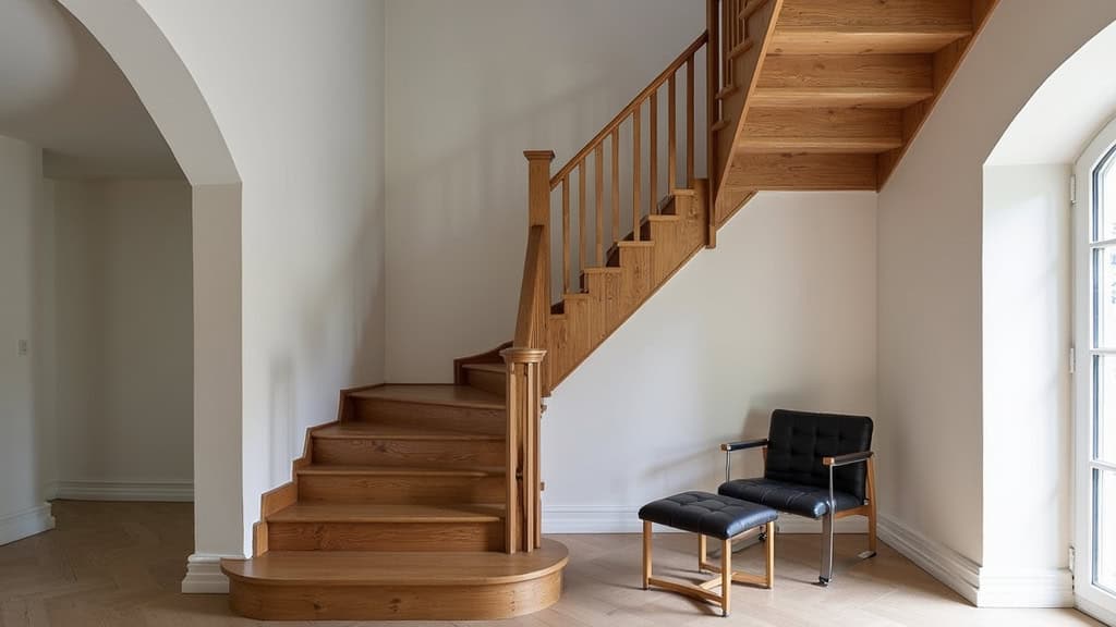 Monte-escalier droit installé dans la maison des Dufour à Courtisols, sur un escalier en bois ancien, avec un siège noir et des marches en chêne clair