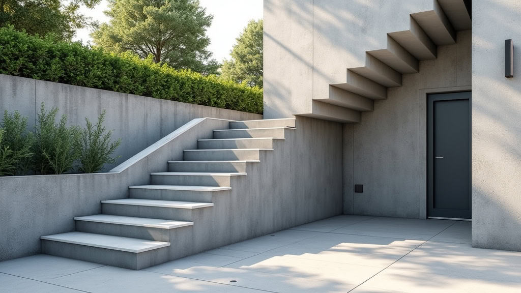 Monte-escalier extérieur à Curgy, installé sur un escalier en béton menant à l