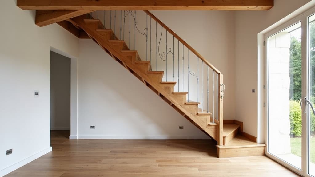 Monte-escalier droit installé sur un escalier en bois dans une maison traditionnelle à Désaignes