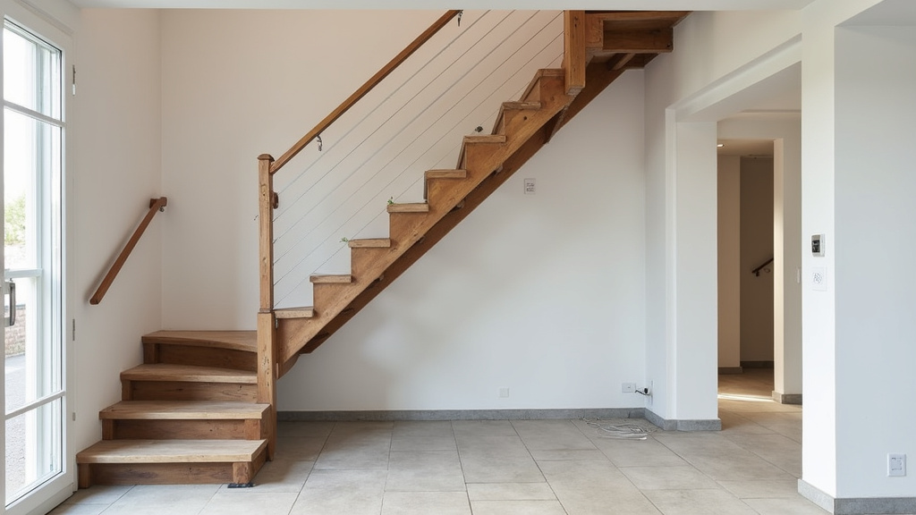 Monte-escalier droit en cours d’installation dans une maison de Saint-Mitre-les-Remparts