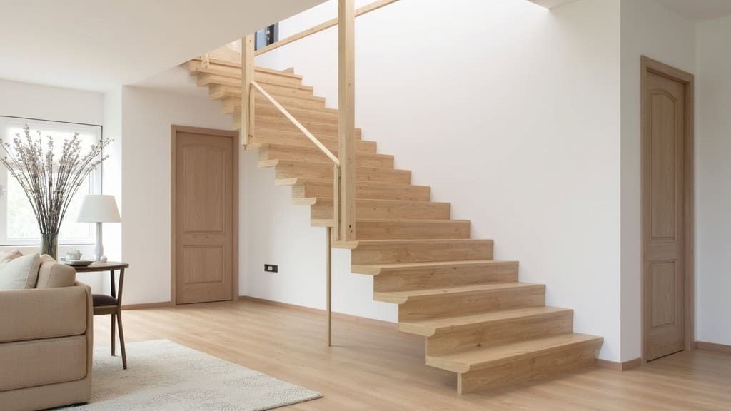 Monte-escalier droit installé dans un escalier en bois d