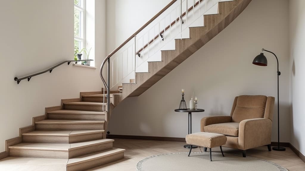 Monte-escalier droit installé dans un escalier intérieur à Arthaz-Pont-Notre-Dame, avec fauteuil confortable et rail discret