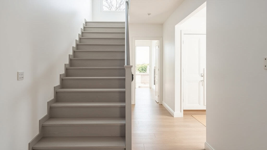 Monte-escalier droit installé dans un escalier intérieur à Ferrières-en-Bray, avec siège ergonomique et rail discret