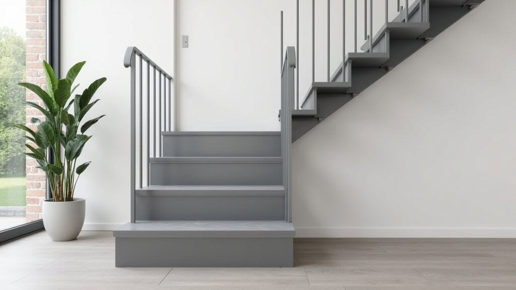 Monte-escalier droit installé dans un escalier intérieur à Méré avec siège ergonomique et finition gris clair